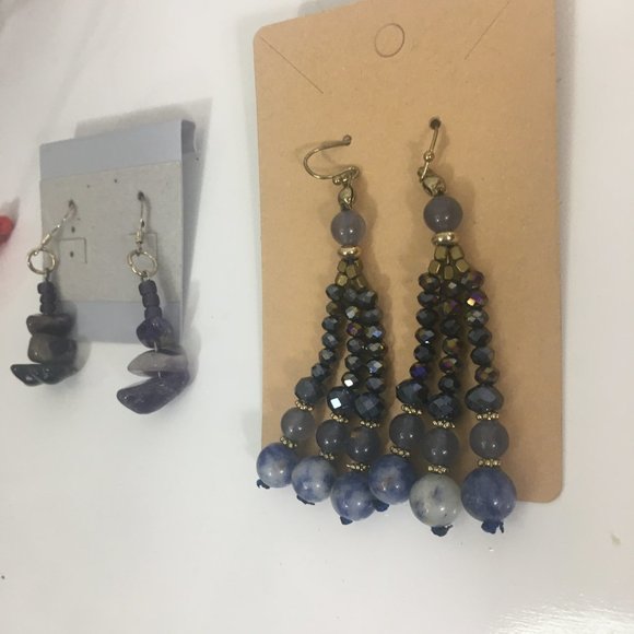 Amethyst Cystal Dangle Bead Earrings Bundle - Picture 2 of 4